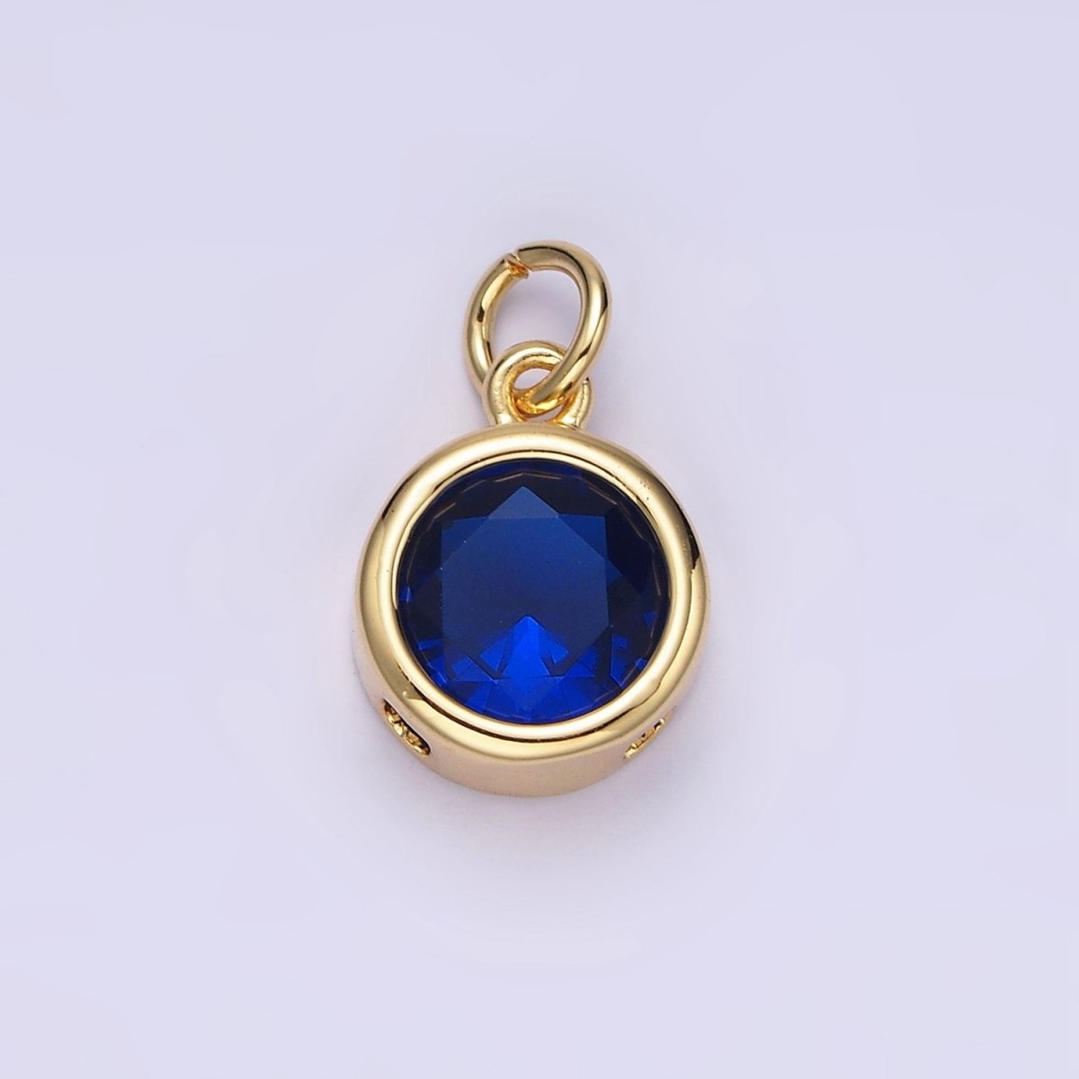 14K Gold Filled 10mm Personalized Birthstone CZ Round Bezel Charm in Silver &amp; Gold | N1575 - N1598