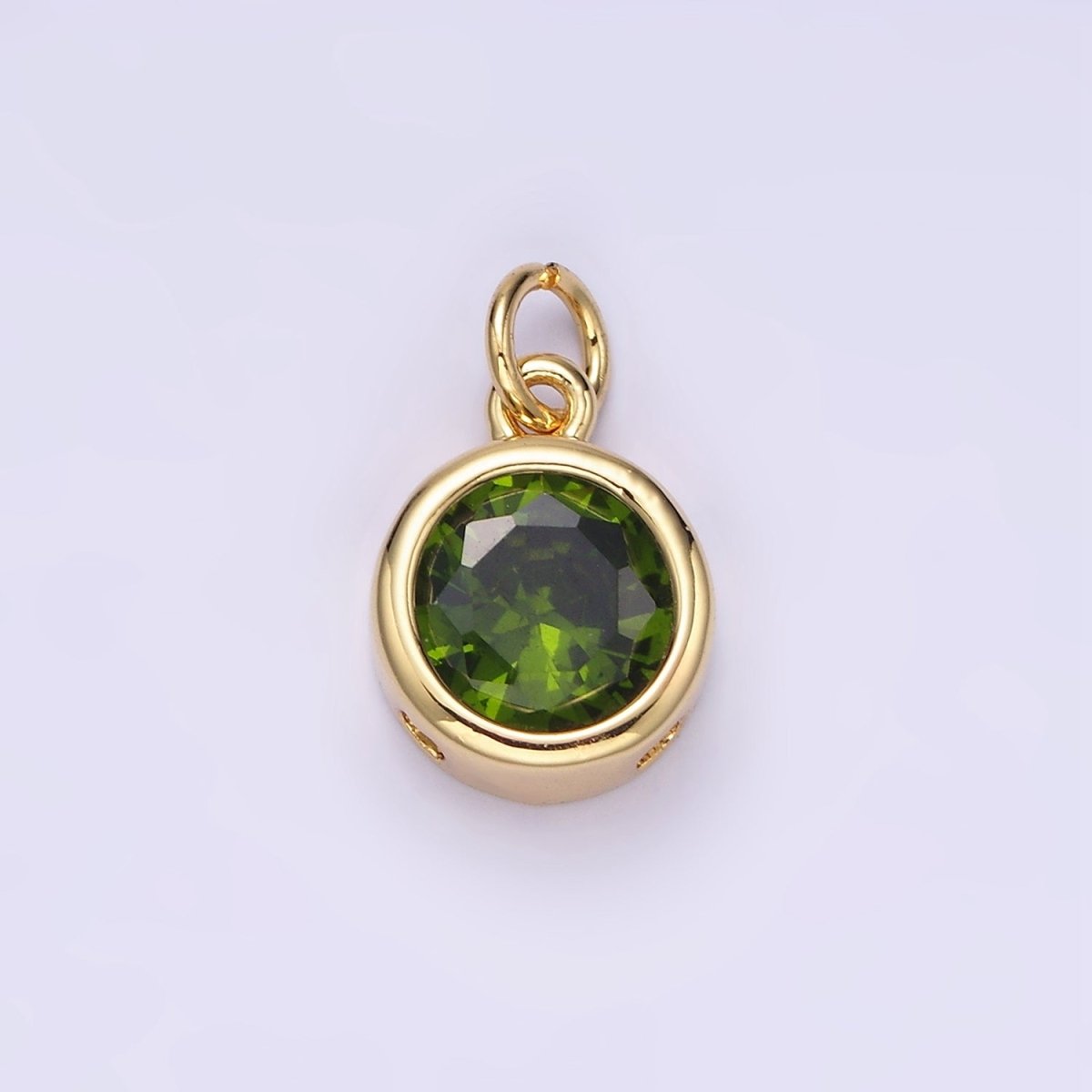 14K Gold Filled 10mm Personalized Birthstone CZ Round Bezel Charm in Silver &amp; Gold | N1575 - N1598