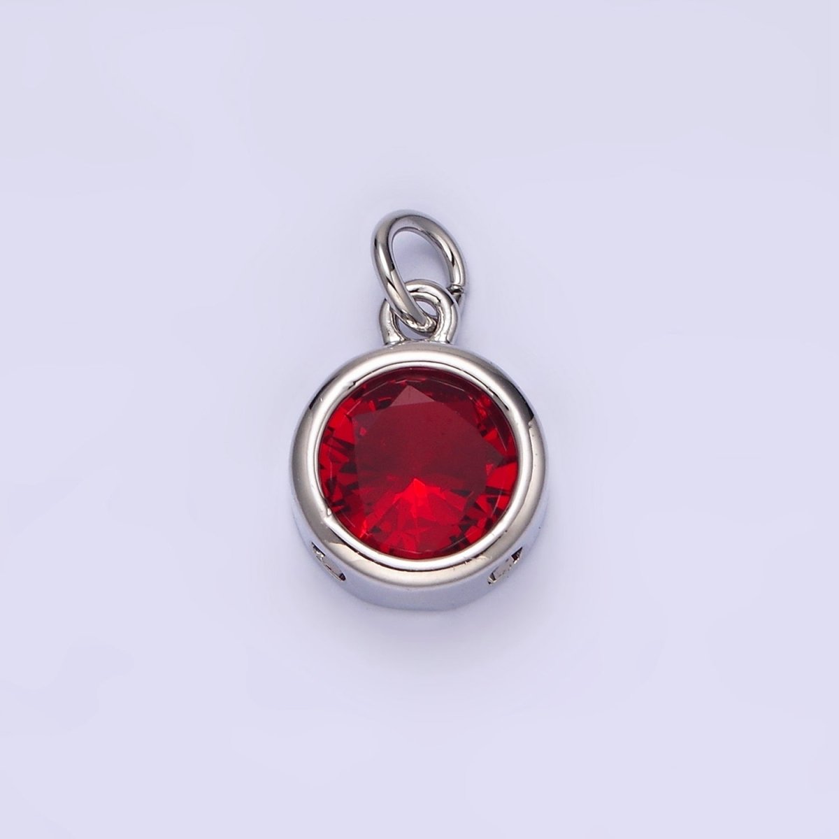 14K Gold Filled 10mm Personalized Birthstone CZ Round Bezel Charm in Silver &amp; Gold | N1575 - N1598