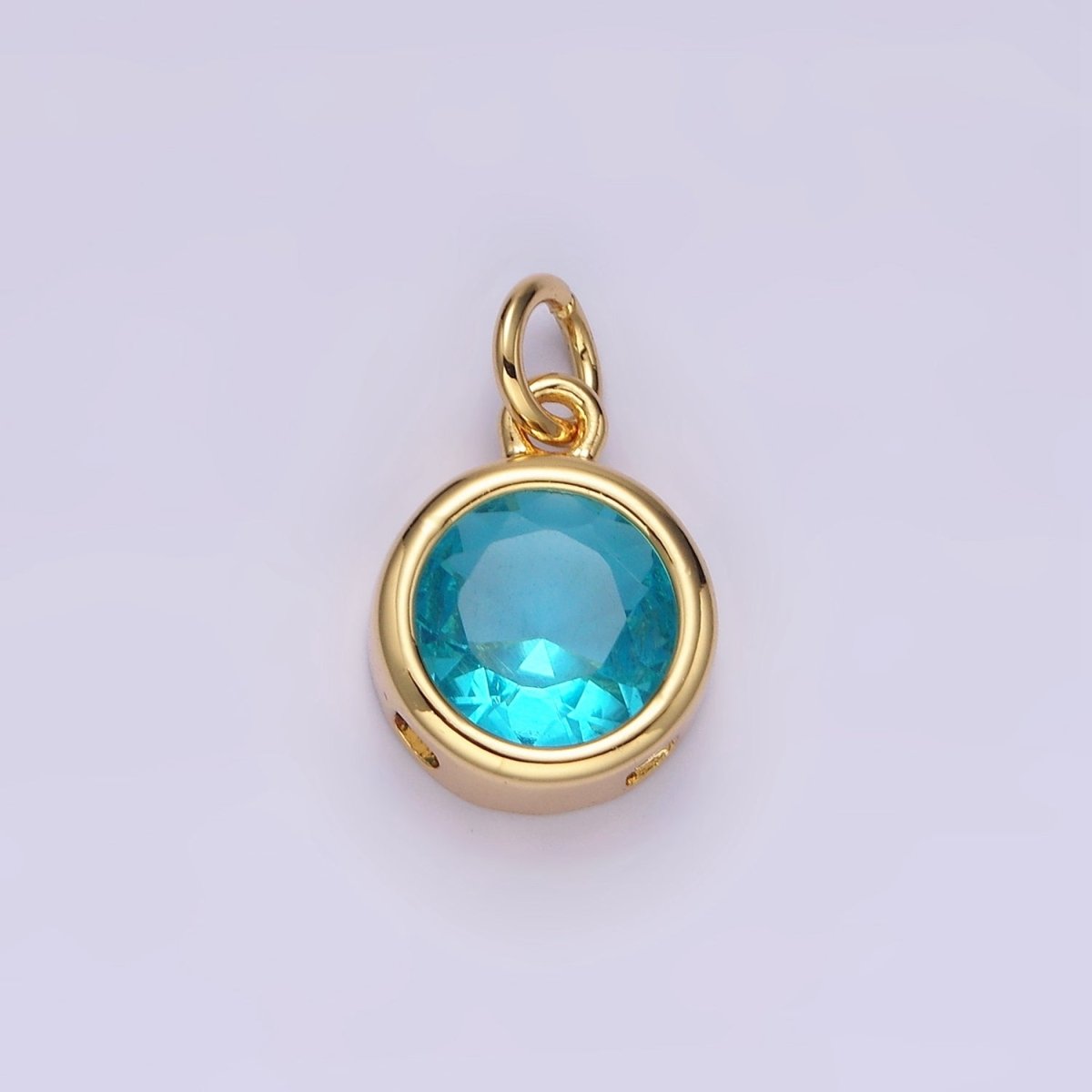 14K Gold Filled 10mm Personalized Birthstone CZ Round Bezel Charm in Silver &amp; Gold | N1575 - N1598