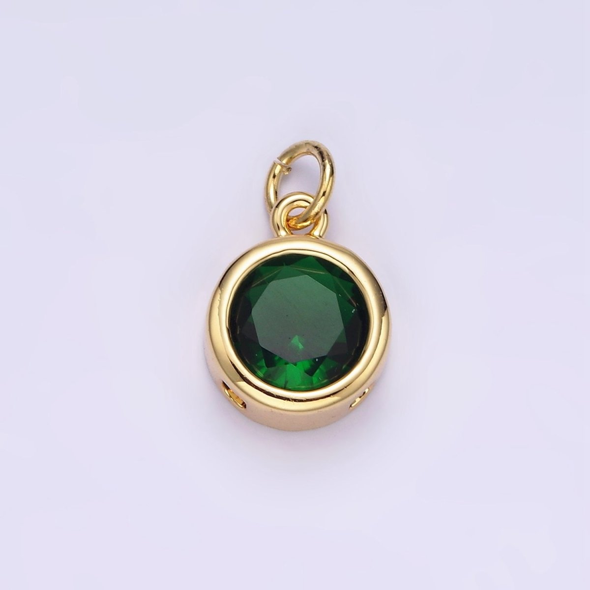 14K Gold Filled 10mm Personalized Birthstone CZ Round Bezel Charm in Silver &amp; Gold | N1575 - N1598