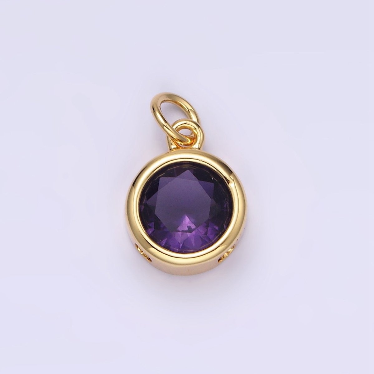 14K Gold Filled 10mm Personalized Birthstone CZ Round Bezel Charm in Silver &amp; Gold | N1575 - N1598