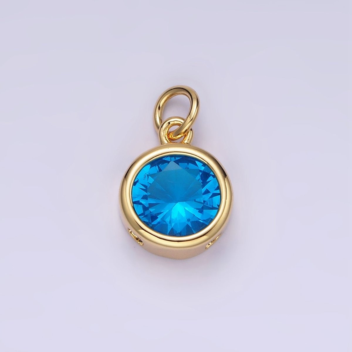 14K Gold Filled 10mm Personalized Birthstone CZ Round Bezel Charm in Silver &amp; Gold | N1575 - N1598