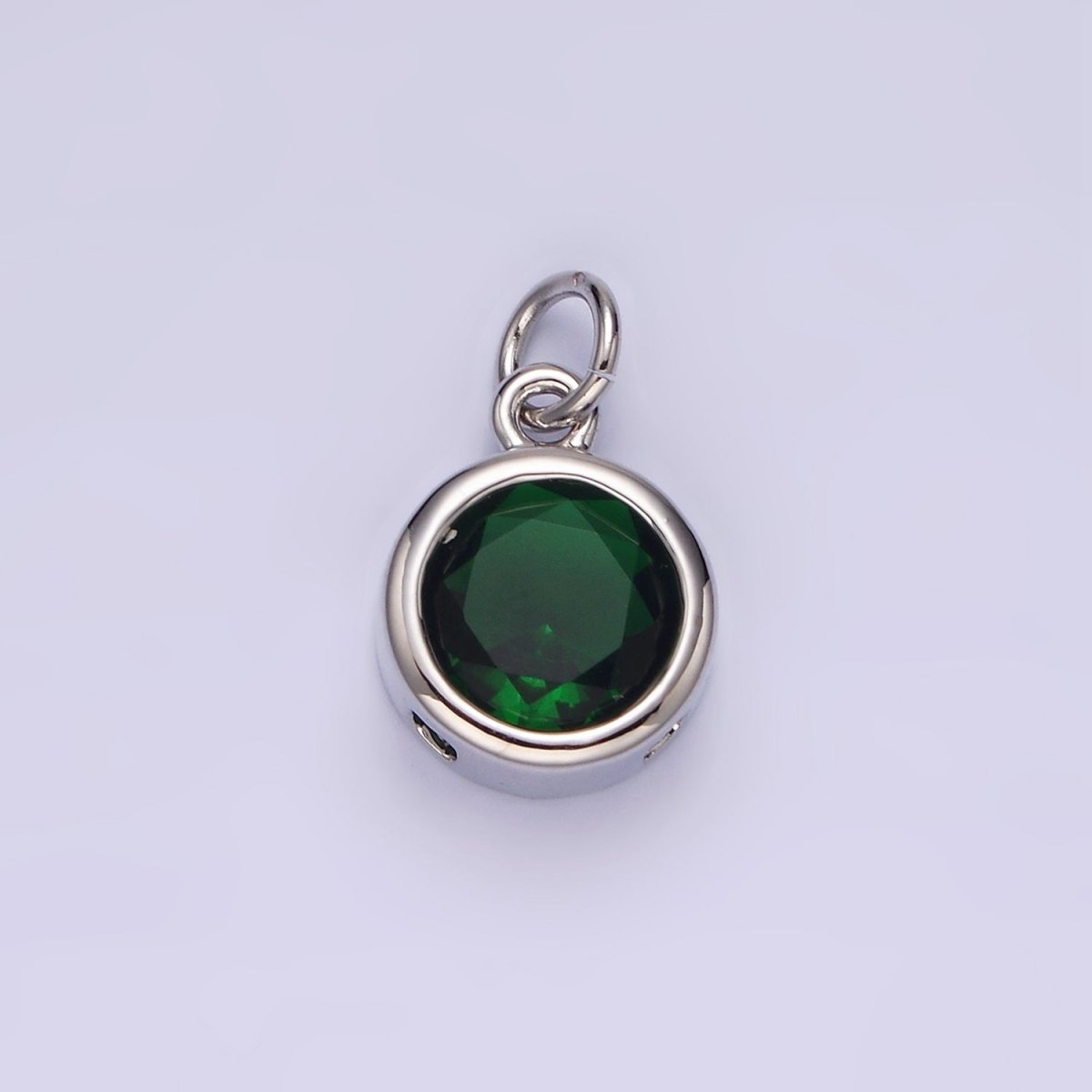 14K Gold Filled 10mm Personalized Birthstone CZ Round Bezel Charm in Silver &amp; Gold | N1575 - N1598