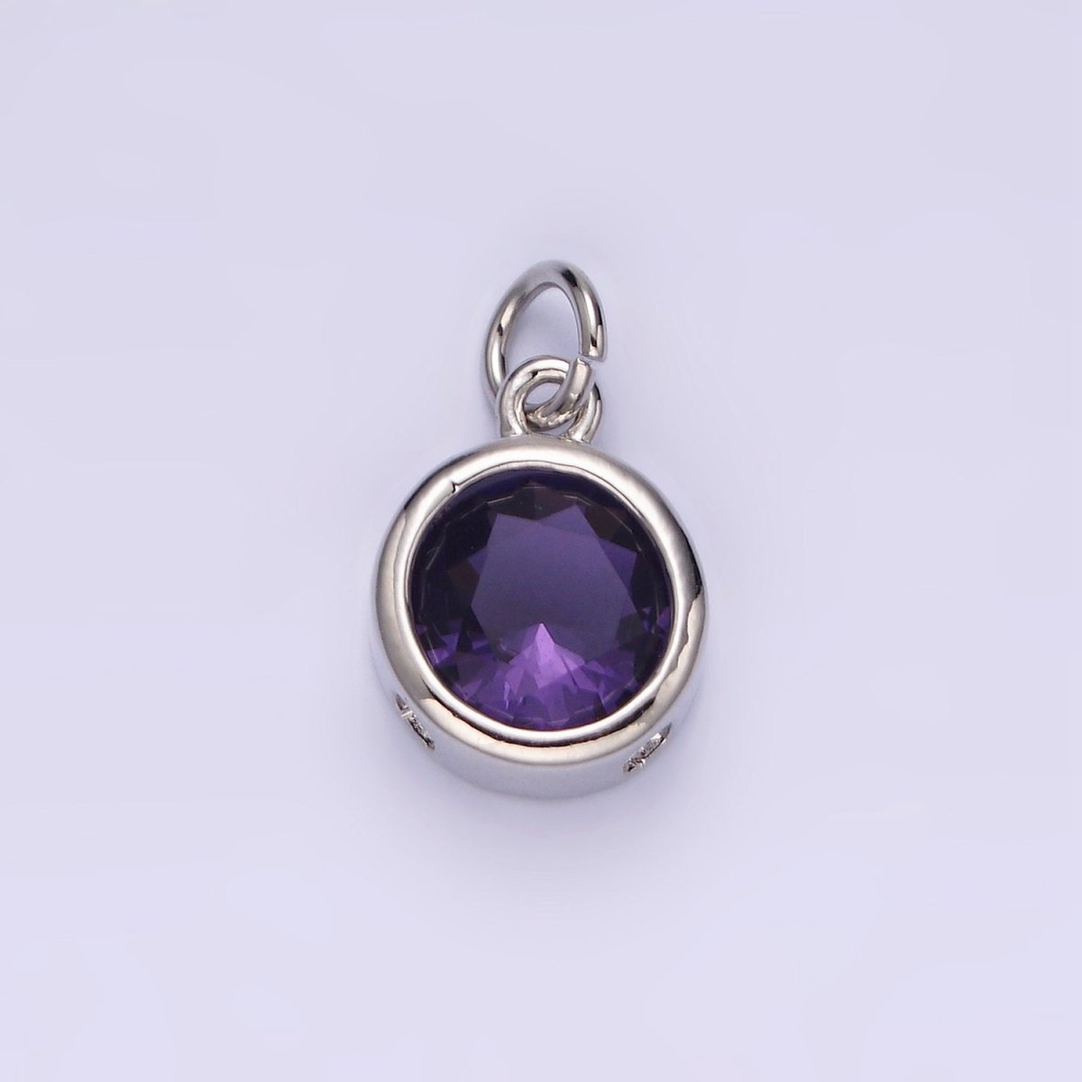 14K Gold Filled 10mm Personalized Birthstone CZ Round Bezel Charm in Silver &amp; Gold | N1575 - N1598