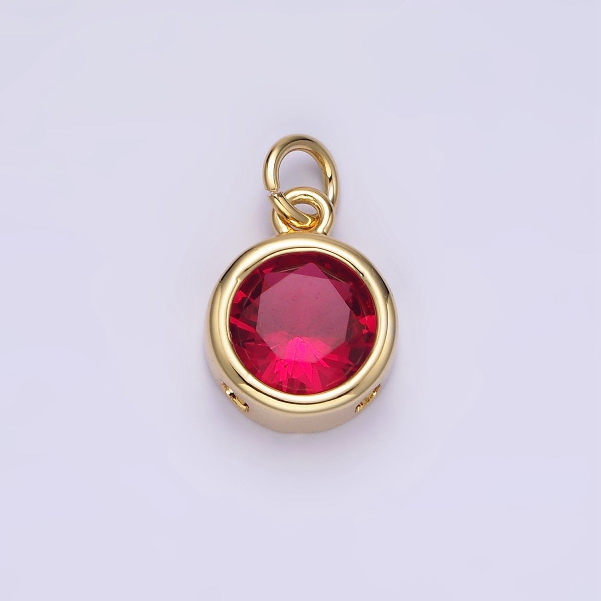 14K Gold Filled 10mm Personalized Birthstone CZ Round Bezel Charm in Silver &amp; Gold | N1575 - N1598