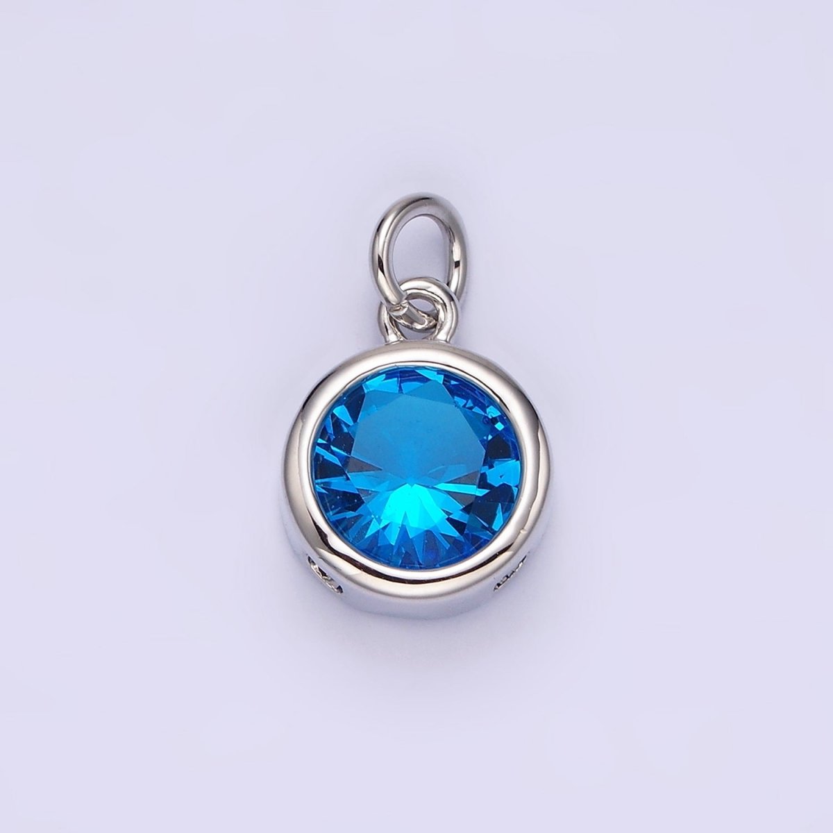 14K Gold Filled 10mm Personalized Birthstone CZ Round Bezel Charm in Silver &amp; Gold | N1575 - N1598