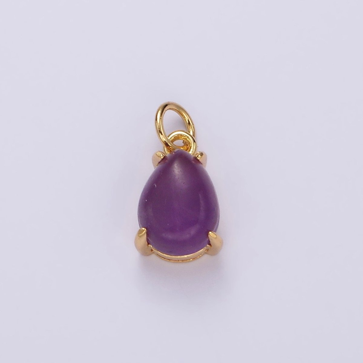 14K Gold Filled 10mm Rose Quartz, Amethyst Teardrop Bezel Minimalist Charm | AG445 AG446