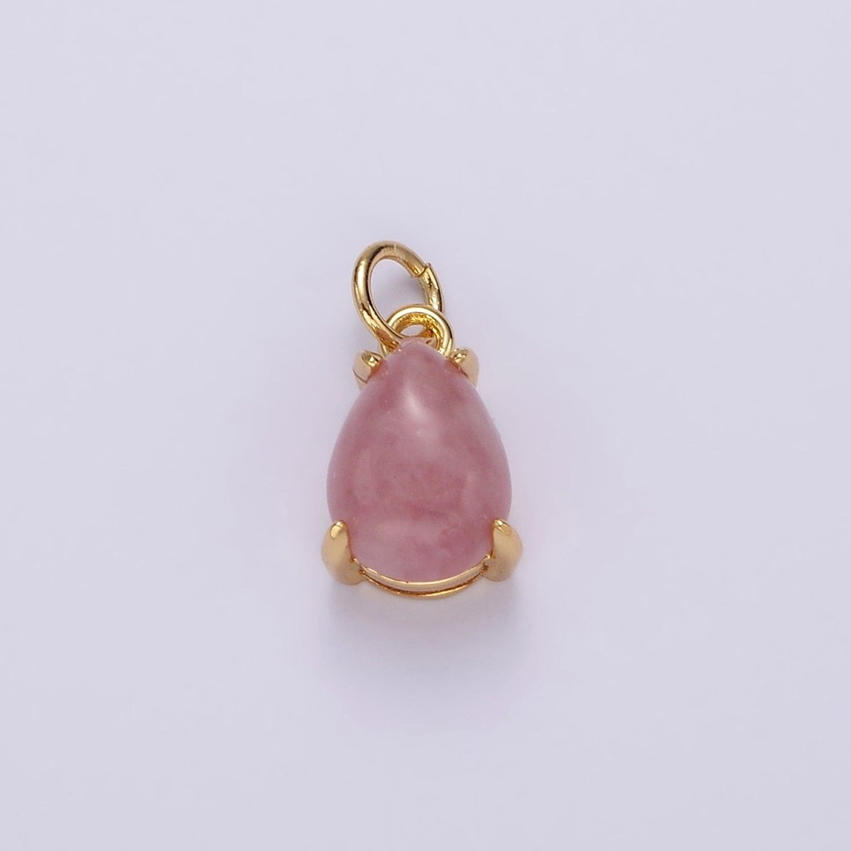 14K Gold Filled 10mm Rose Quartz, Amethyst Teardrop Bezel Minimalist Charm | AG445 AG446
