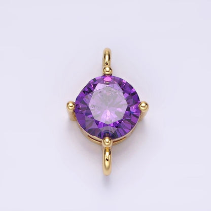 14K Gold Filled 10mm Round CZ Birth Month Personalized Connector | G-157 - G-169