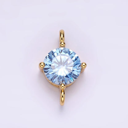 14K Gold Filled 10mm Round CZ Birth Month Personalized Connector | G-157 - G-169
