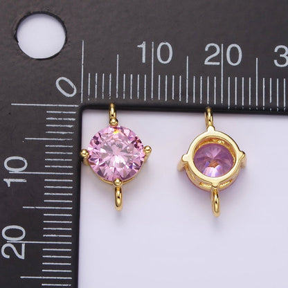 14K Gold Filled 10mm Round CZ Birth Month Personalized Connector | G-157 - G-169
