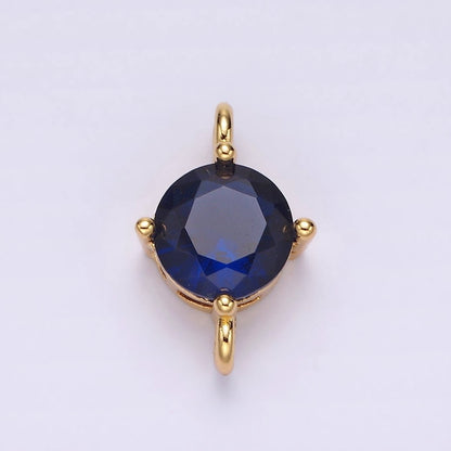 14K Gold Filled 10mm Round CZ Birth Month Personalized Connector | G-157 - G-169