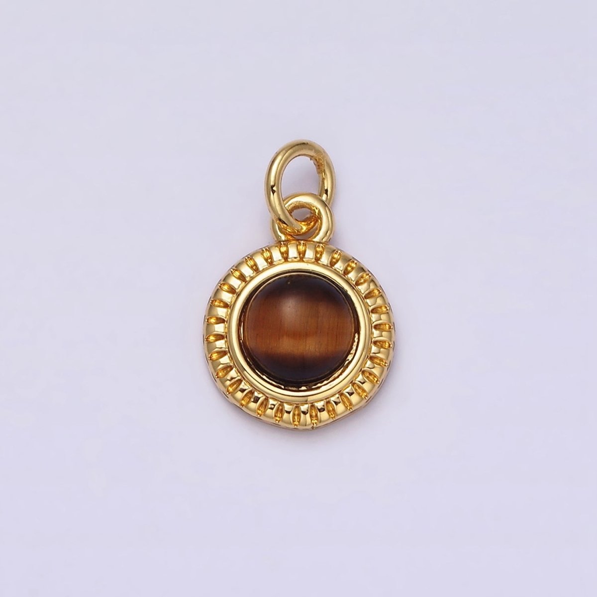 14K Gold Filled 10mm Round Natural Gemstone Lined Connector | AC1517 - AC1528