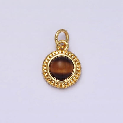 14K Gold Filled 10mm Round Natural Gemstone Lined Connector | AC1517 - AC1528