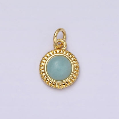 14K Gold Filled 10mm Round Natural Gemstone Lined Connector | AC1517 - AC1528