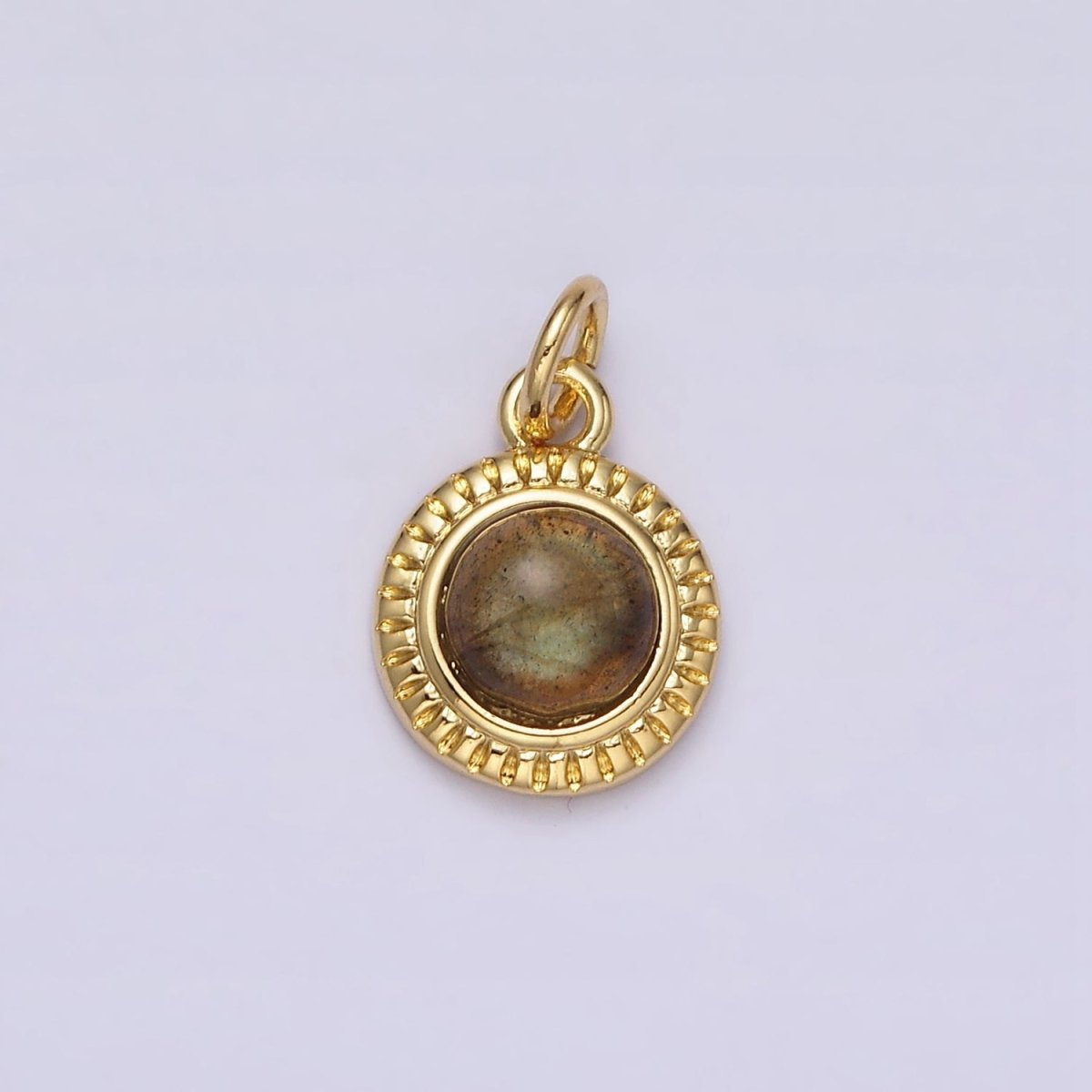 14K Gold Filled 10mm Round Natural Gemstone Lined Connector | AC1517 - AC1528