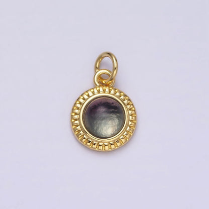 14K Gold Filled 10mm Round Natural Gemstone Lined Connector | AC1517 - AC1528
