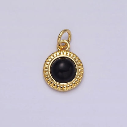 14K Gold Filled 10mm Round Natural Gemstone Lined Connector | AC1517 - AC1528