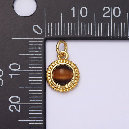 14K Gold Filled 10mm Round Natural Gemstone Lined Connector | AC1517 - AC1528
