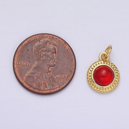 14K Gold Filled 10mm Round Natural Gemstone Lined Connector | AC1517 - AC1528