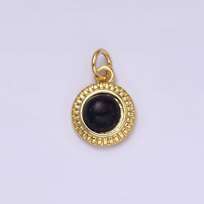 14K Gold Filled 10mm Round Natural Gemstone Lined Connector | AC1517 - AC1528