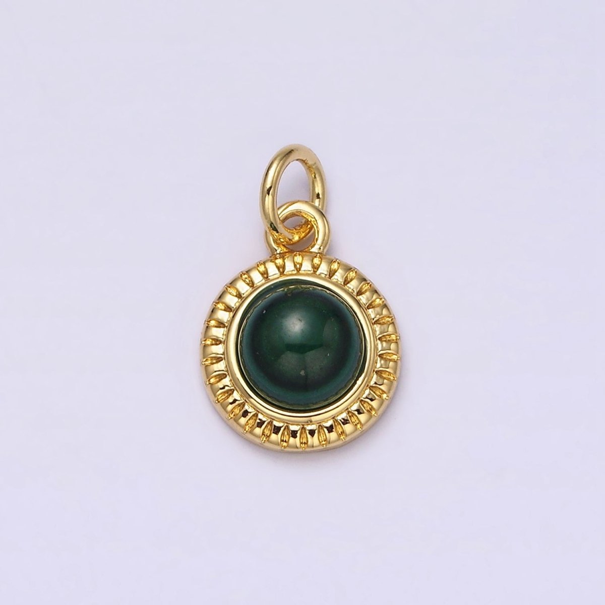 14K Gold Filled 10mm Round Natural Gemstone Lined Connector | AC1517 - AC1528