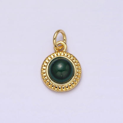 14K Gold Filled 10mm Round Natural Gemstone Lined Connector | AC1517 - AC1528