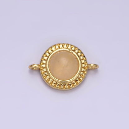 14K Gold Filled 10mm Round Natural Gemstone Lined Connector | Y-738 ~ Y-749