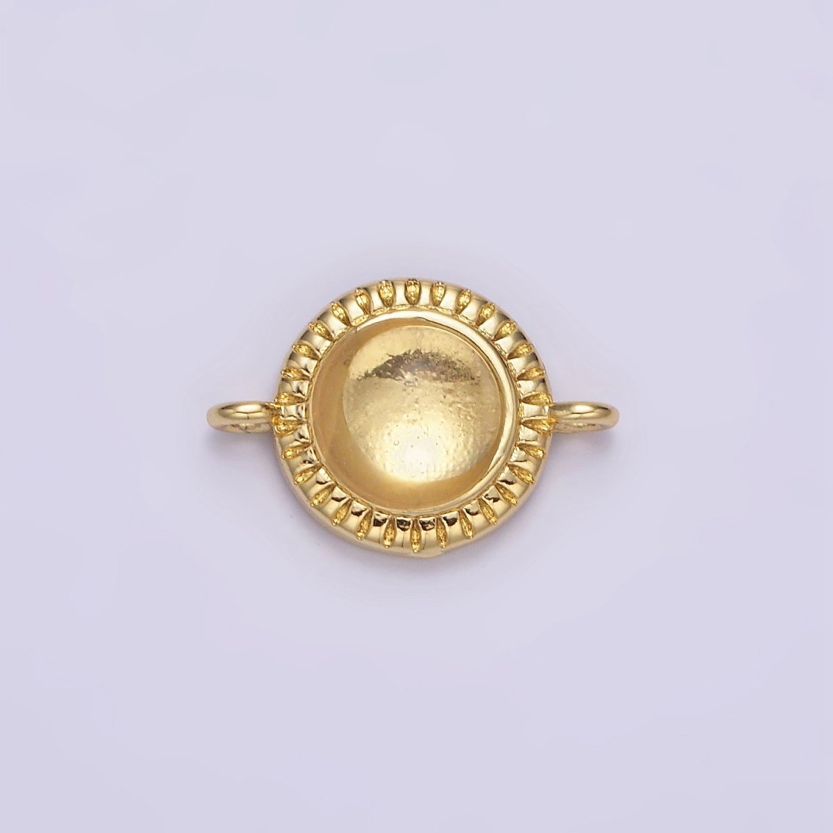 14K Gold Filled 10mm Round Natural Gemstone Lined Connector | Y-738 ~ Y-749