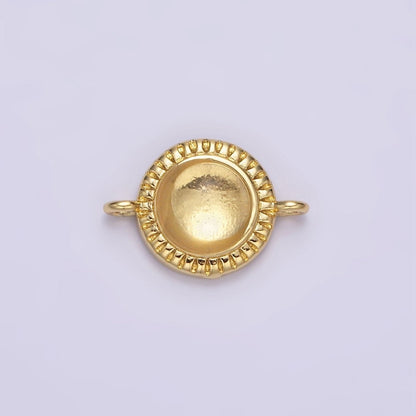 14K Gold Filled 10mm Round Natural Gemstone Lined Connector | Y-738 ~ Y-749