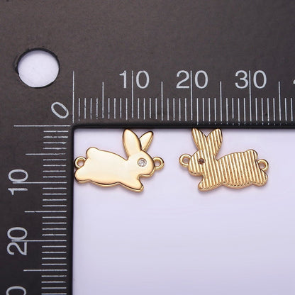 14K Gold Filled 10mm Running Rabbit Bunny Animal CZ Connector | G127
