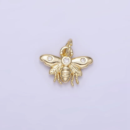 14K Gold Filled 10mm Triple CZ Queen Bumble Bee Wasps Insect Charm | AG717
