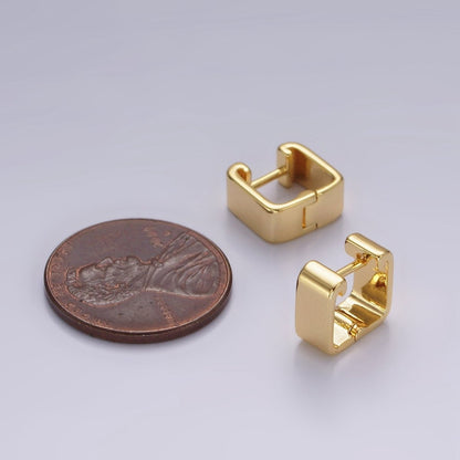 14K Gold Filled 10mm Wide Square Minimalist Cartilage Huggie Earrings | AE982