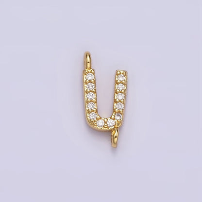 14K Gold Filled 11mm A-Z Initial Letter Alphabet Micro Paved CZ Personalized Sideways Connector | A-A1002-A-A1014