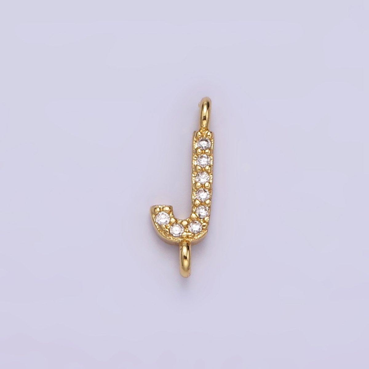14K Gold Filled 11mm A-Z Initial Letter Alphabet Micro Paved CZ Personalized Sideways Connector | A-A1002-A-A1014