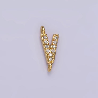 14K Gold Filled 11mm A-Z Initial Letter Alphabet Micro Paved CZ Personalized Sideways Connector | A-A1002-A-A1014