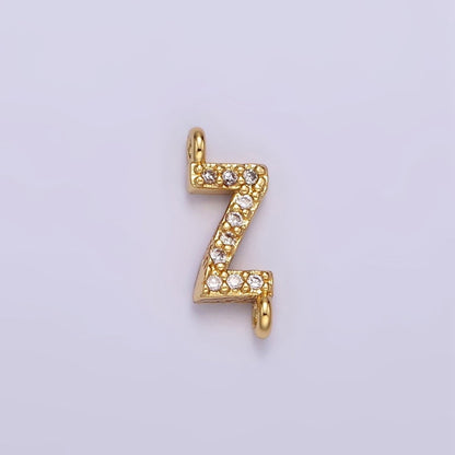 14K Gold Filled 11mm A-Z Initial Letter Alphabet Micro Paved CZ Personalized Sideways Connector | A-A1002-A-A1014
