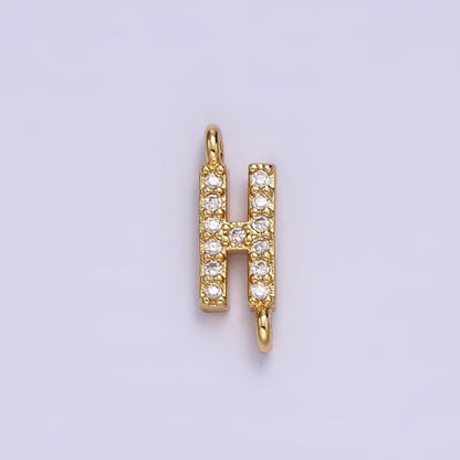 14K Gold Filled 11mm A-Z Initial Letter Alphabet Micro Paved CZ Personalized Sideways Connector | A-A1002-A-A1014