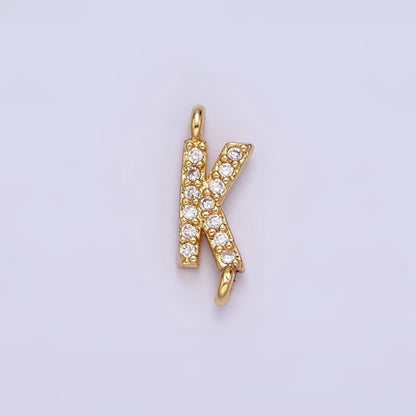 14K Gold Filled 11mm A-Z Initial Letter Alphabet Micro Paved CZ Personalized Sideways Connector | A-A1002-A-A1014