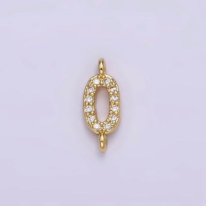 14K Gold Filled 11mm A-Z Initial Letter Alphabet Micro Paved CZ Personalized Sideways Connector | A-A1002-A-A1014