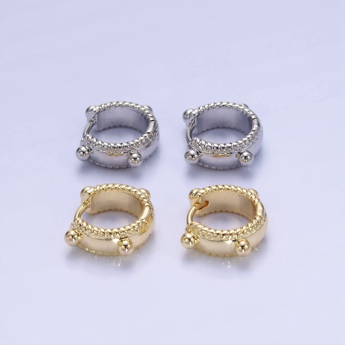 14K Gold Filled 11mm Bubble Bead Croissant Cartilage Huggie Earrings in Gold &amp; Silver | AB1325 P493