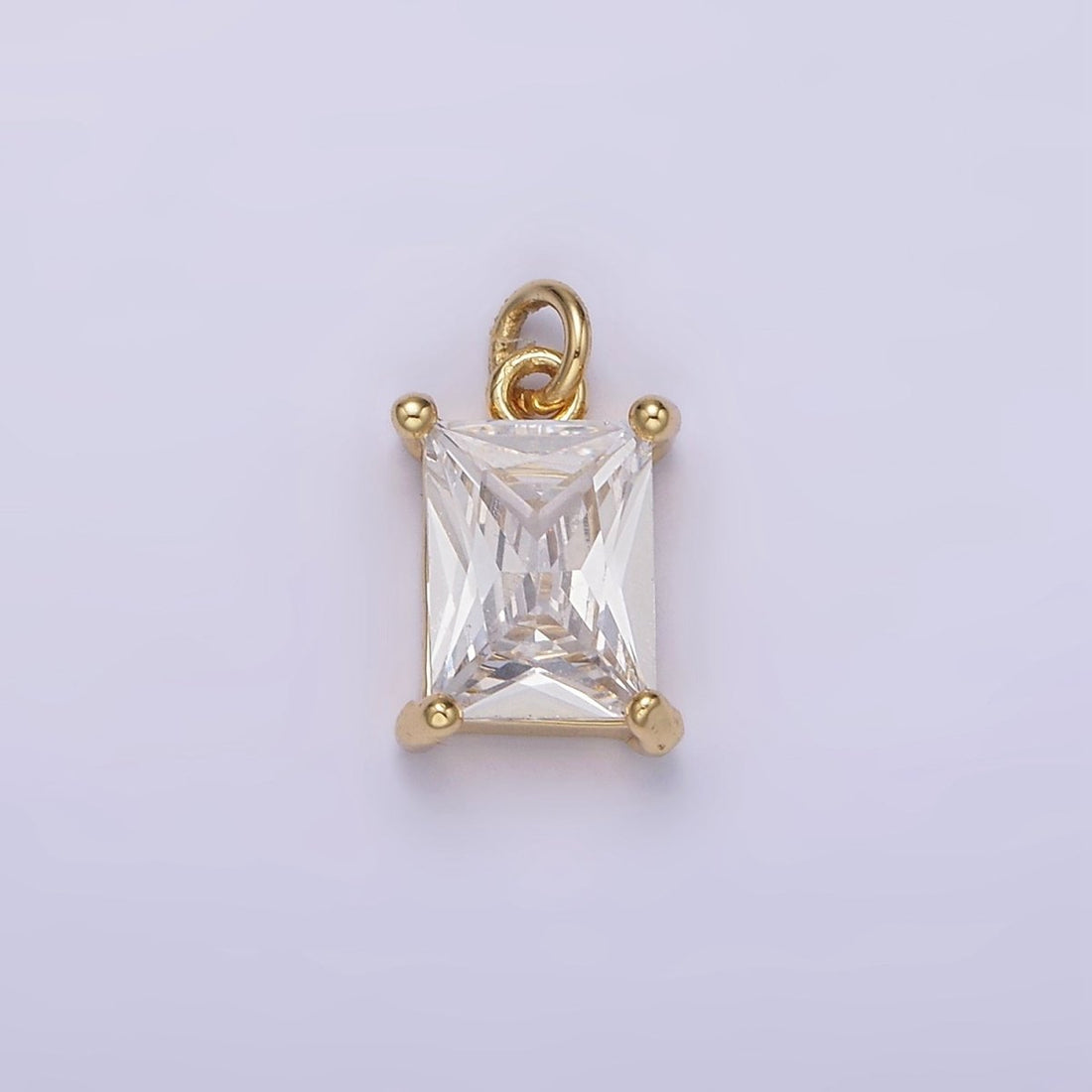 14K Gold Filled 11mm Clear Baguette CZ Minimalist Charm | AG269
