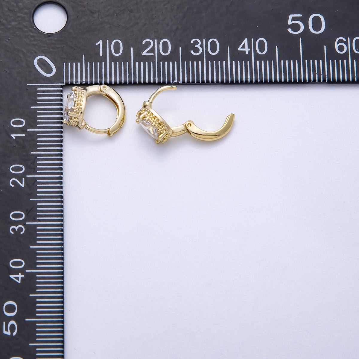 14K Gold Filled 11mm Clear CZ Oval Bezel Solitaire Huggie Earrings | Earrings-00275
