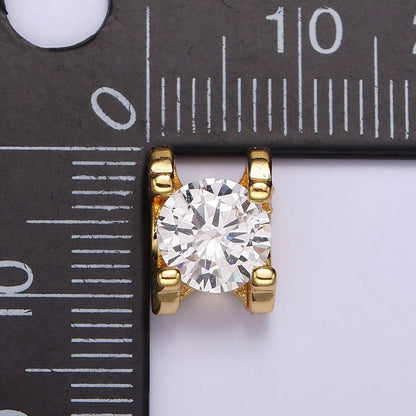 14K Gold Filled 11mm Clear CZ Round Claw Bead | B842