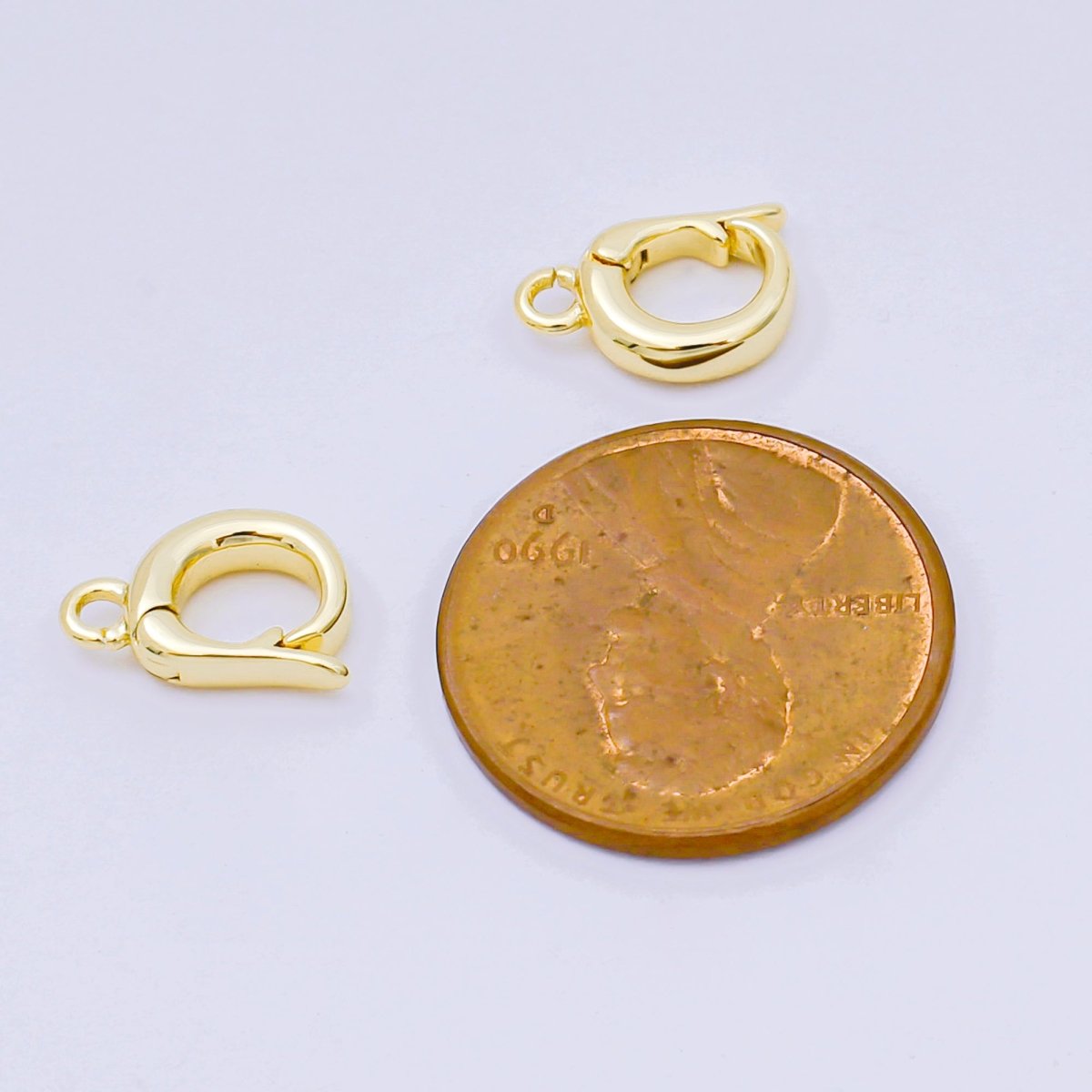 14K Gold Filled 11mm Dainty Bail Snap Latch Clasp Open Charm Finding in Gold &amp; Silver | Z1340