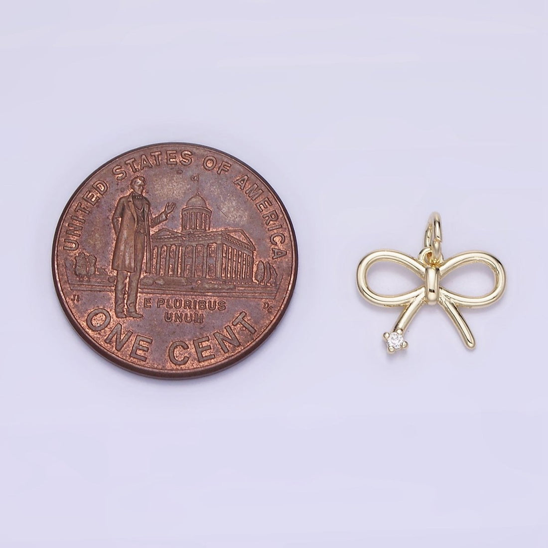 14k Gold Filled 11mm Mini Bow Ribbon CZ Charm | AG-00662