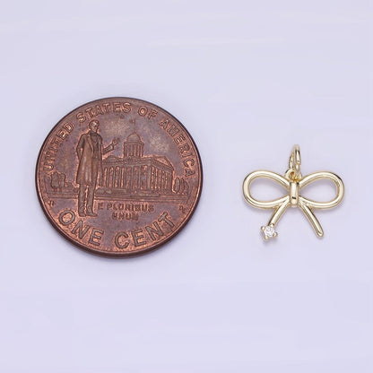 14k Gold Filled 11mm Mini Bow Ribbon CZ Charm | AG-00662