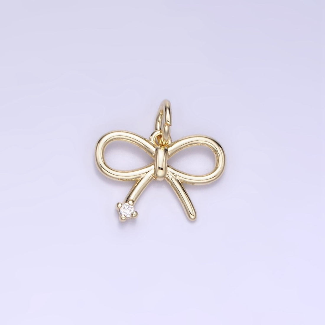 14k Gold Filled 11mm Mini Bow Ribbon CZ Charm | AG-00662