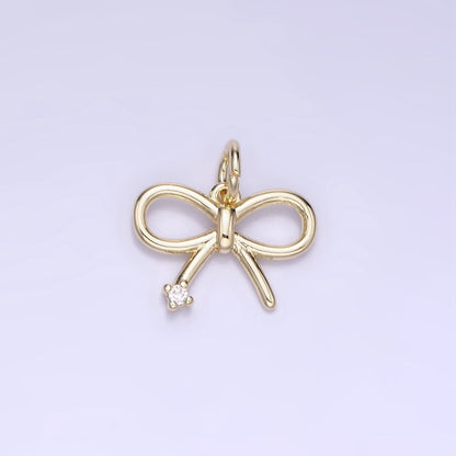 14k Gold Filled 11mm Mini Bow Ribbon CZ Charm | AG-00662